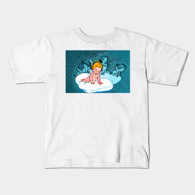 Little angel in the clouds Kids T-Shirt by Marccelus